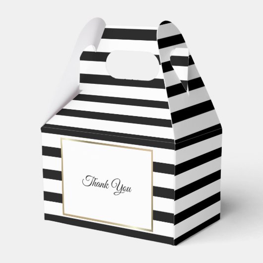 Klassiek zwart-wit Stripe Gold-Vrijgezellenfeest Bedankdoosjes (Achterkant)