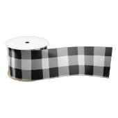 Klassiek Zwart & Wit Tartan Plakt Kerstcadeau Lint (Spoel)