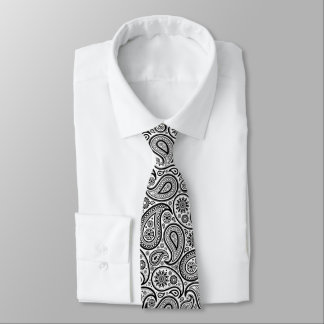 Klassiek zwart-wit vintage paisley patroon stropdas
