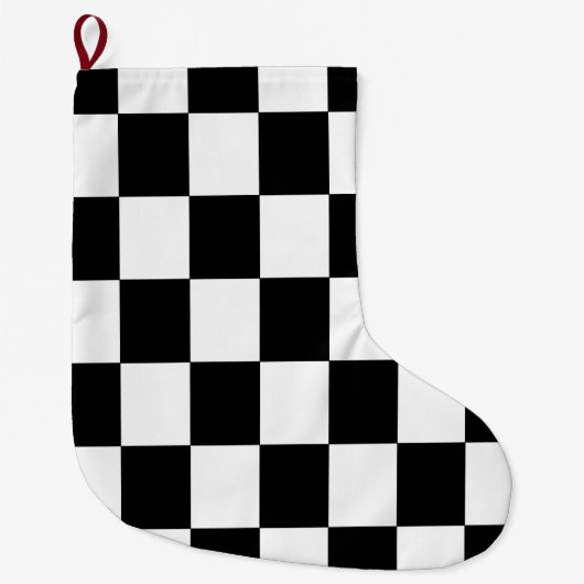 Klassiek zwart-witcontroleerpatroon grote kerstsok (Voorkant)