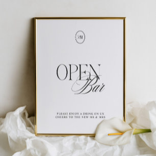 Klassiek zwart & zacht wit open bar-huwelijkstekst