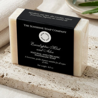 Klassiek zwart zeepverpakkingslabel met logo etiket