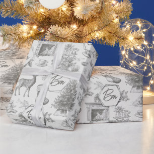 Klassiek Zwarte Winter Naadloos Patroon Vakantie Cadeaupapier