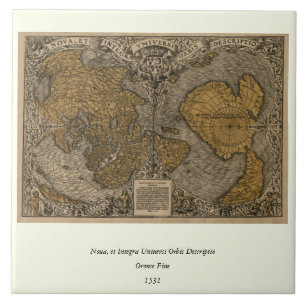 Klassieke 1531 Antiek Wereldkaart door Oronce Fine Tegeltje