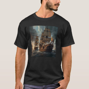 Klassieke 17e-eeuwse oorlogsschip kunst reis schip t-shirt
