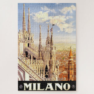 Klassieke 1920 Duomo di Milano Italië Reisposter Legpuzzel