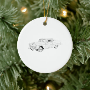 Klassieke 1955 Chevy Bel Air Drawing Keramisch Ornament