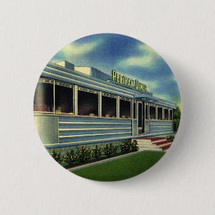 Klassieke 50s restaurantrestaurant Pelican Diner Ronde Button 5,7 Cm
