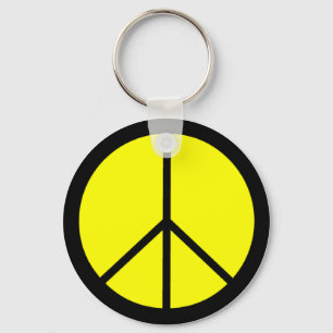 Klassieke 60s Groovy Peace Symbol Sleutelhanger