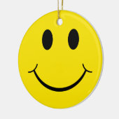 Klassieke 70's Gele Happy Face Keramisch Ornament (Links)