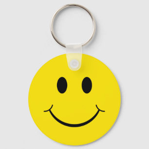 Klassieke 70's Gele Happy Face Sleutelhanger