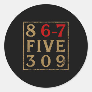 Klassieke 80s 867 Vijf 309 Grappige Retro Gen Alph Ronde Sticker