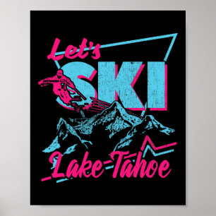 Klassieke 80s 90s Ski Kleding - Retro Lake Tahoe Poster