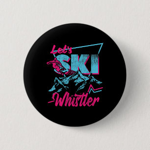 Klassieke 80s 90s Ski Kleding - Retro Whistler Sk Ronde Button 5,7 Cm