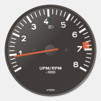 Klassieke 911 rev-teller (oude luchtgekoelde auto) ronde sticker