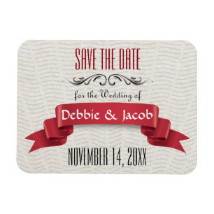 Klassieke Aangepaste Bewaar de datum Rode Banner Magneet