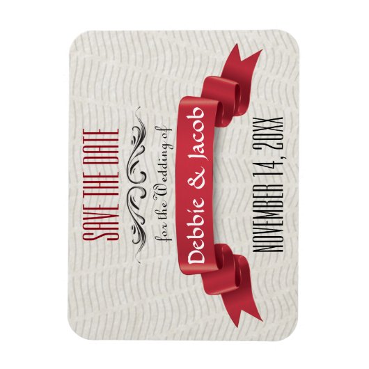 Klassieke Aangepaste Bewaar de datum Rode Banner Magneet (Verticaal)