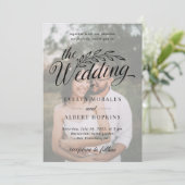 Klassieke aangepaste foto  Rustic Script Weddensch Kaart (Staand voorkant)