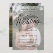 Klassieke aangepaste foto  Rustic Script Weddensch Kaart (Voorkant / Achterkant)