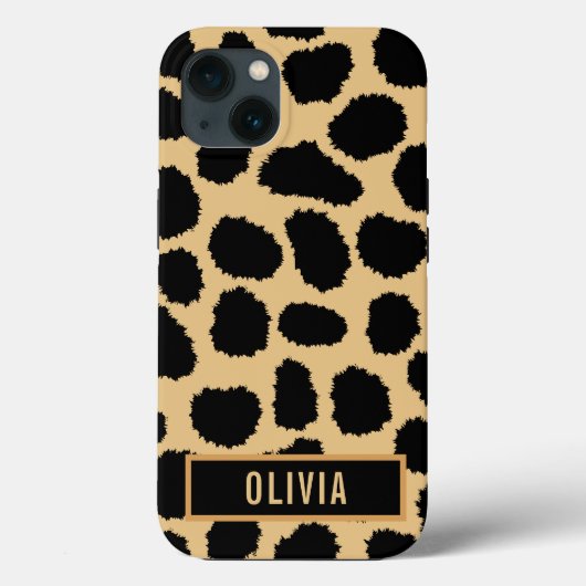 Klassieke aangepaste naam Cheetah Animal Print Pat Case-Mate iPhone Case (Achterkant)