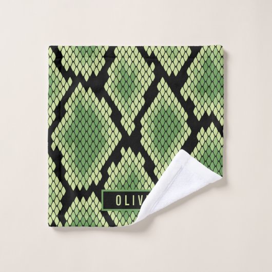 Klassieke aangepaste naam slangendierpringspatroon bad handdoek (Wasdoekje)