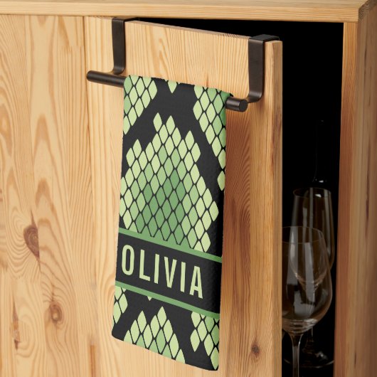 Klassieke aangepaste naam slangendierpringspatroon theedoek (Derde Gevouwen)