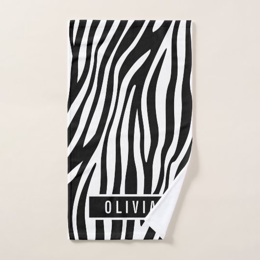 Klassieke aangepaste naam Zebra Dierlijk afdrukpat Bad Handdoek (Handdoek)