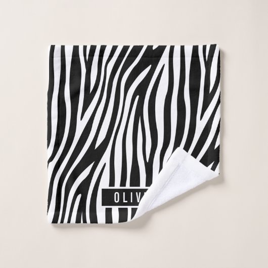 Klassieke aangepaste naam Zebra Dierlijk afdrukpat Bad Handdoek (Wasdoekje)