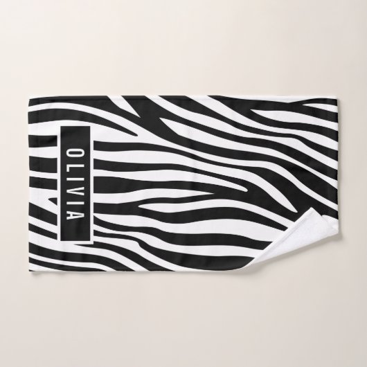 Klassieke aangepaste naam Zebra Dierlijk afdrukpat Bad Handdoek (Handdoek)