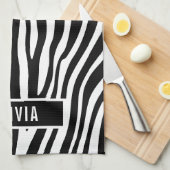 Klassieke aangepaste naam Zebra Dierlijk afdrukpat Theedoek (Quarter Fold)