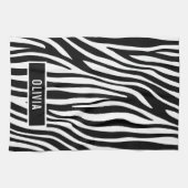 Klassieke aangepaste naam Zebra Dierlijk afdrukpat Theedoek (Horizontaal)