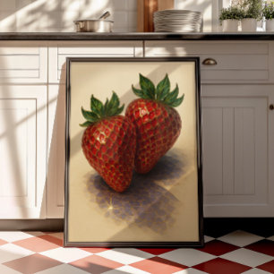 Klassieke Aardbei Muur Kunst Print Botanische Ku