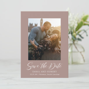 Klassieke Aardse Neutrale Foto Elegante Huwelijk Save The Date