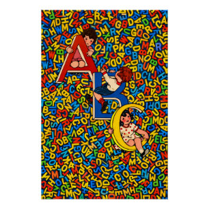 Klassieke ABC-kinderalfabetillustratie Perfect Poster