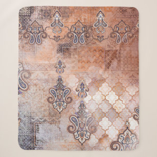 Klassieke afdruk met patchwork, paisley elem sherpa deken
