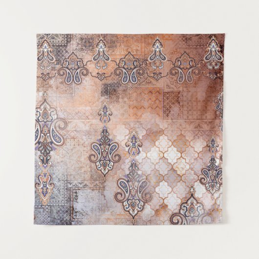 Klassieke afdruk met patchwork, paisley elem wandkleed (Voorkant)