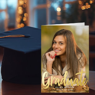 Klassieke afstudeerfoto elegant goud afstuderen folie wenskaart