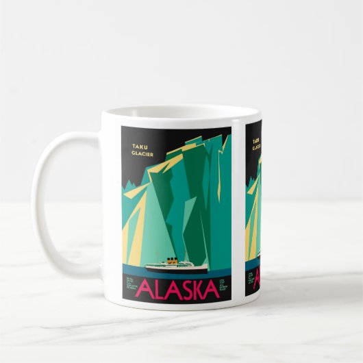 Klassieke Alaska Reisposter Kunst, Taku Gletsjer Koffiemok (Links)