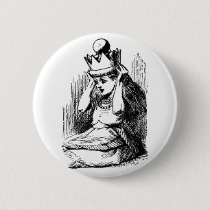 Klassieke Alice in Wonderland, Alice met kroon van Ronde Button 5,7 Cm
