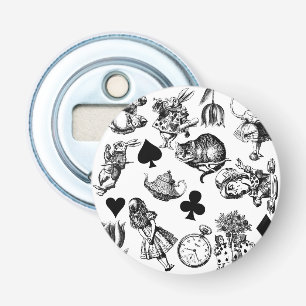 Klassieke Alice in Wonderland-personages Button Flesopener