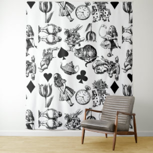 Klassieke Alice in Wonderland-personages Wandkleed