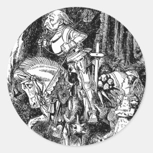Klassieke Alice in Wonderland Witte Ridder op Paar Ronde Sticker