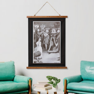 Klassieke Alice in Wonderland Zwart Witte Kunst Hangend Wandkleed