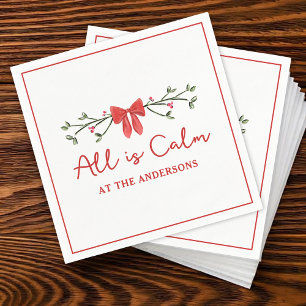 Klassieke "Alles is Kalm" Gepersonaliseerd Kerstfe Servet
