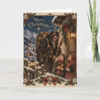 Klassieke Alpine Krampus Kerstfolklore Feestdagen Kaart