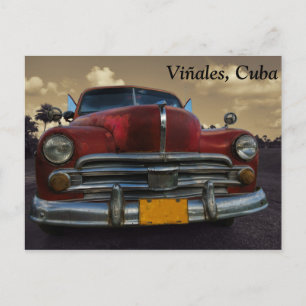 Klassieke Amerikaanse auto in Vinales, Cuba Briefkaart