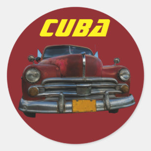 Klassieke Amerikaanse auto op Cuba Ronde Sticker