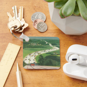 Klassieke Amerikaanse landschappen, autoweg reis Sleutelhanger