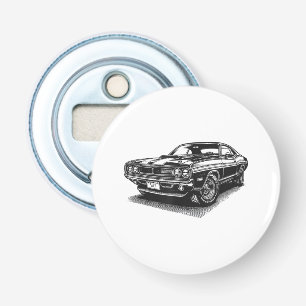 Klassieke Amerikaanse Muscle Car Retro Vintage 60s Button Flesopener