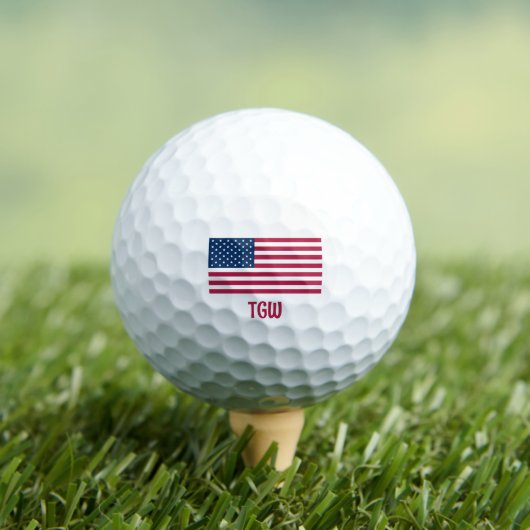 Klassieke Amerikaanse vlag met Initialen Gezegde E Golfballen (Insitu Shirt)